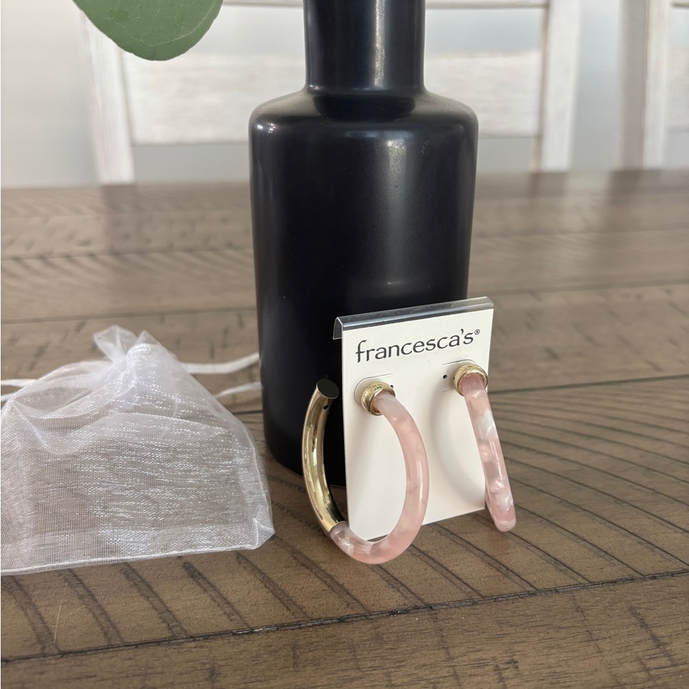 Francesca's Blush and Gold Hoop Earrings